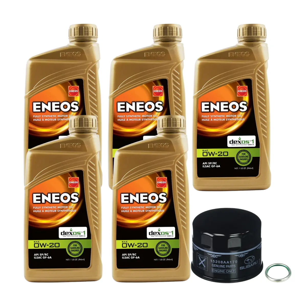 Eneos 0W-20 Fully Synthetic Motor Oil Change Kit For Subaru Wrx Fa24 2.4T Vb 2022+ 1