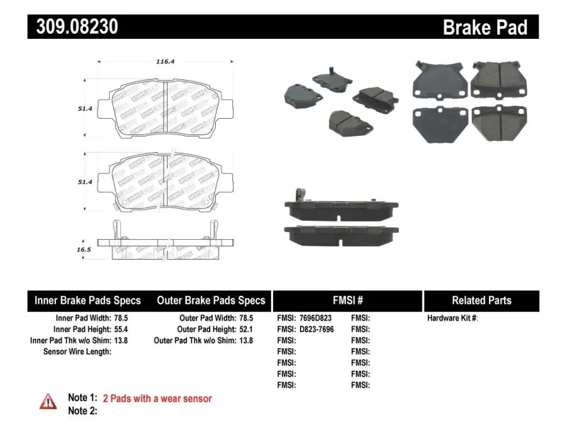 Stoptech Performance 00-05 Celica Gt-S Rear Brake Pads 1