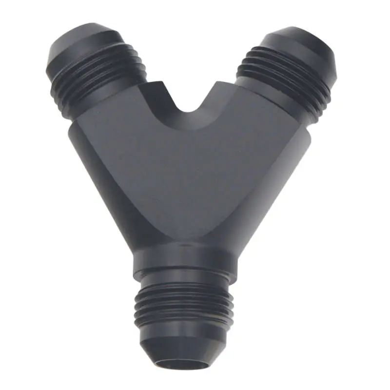 Deatschwerks 8An Male Flare To 8An Male Flare To 8An Male Flare Y Fitting - Anodized Matte Black 1