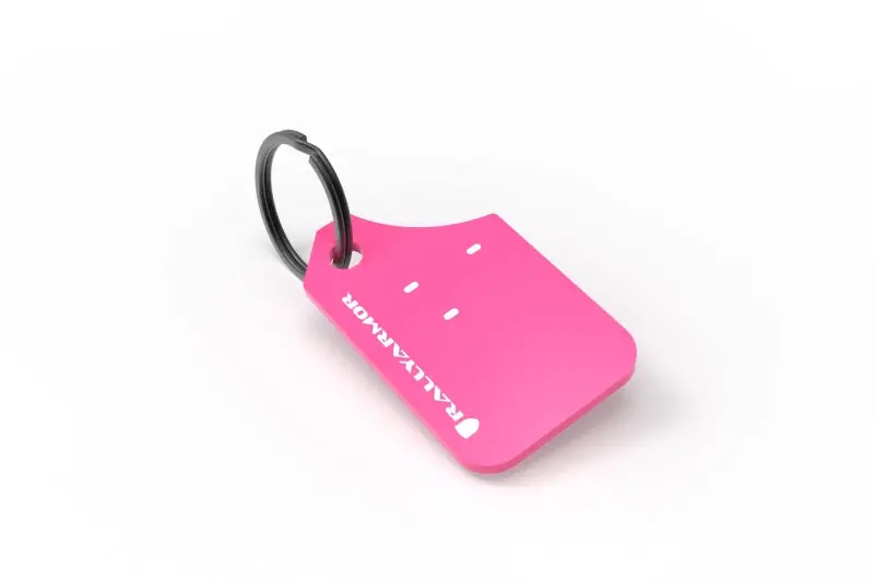 Rally Armor Pink Key Chain White Logo 1