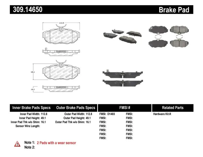 Stoptech Performance Brake Pads 1