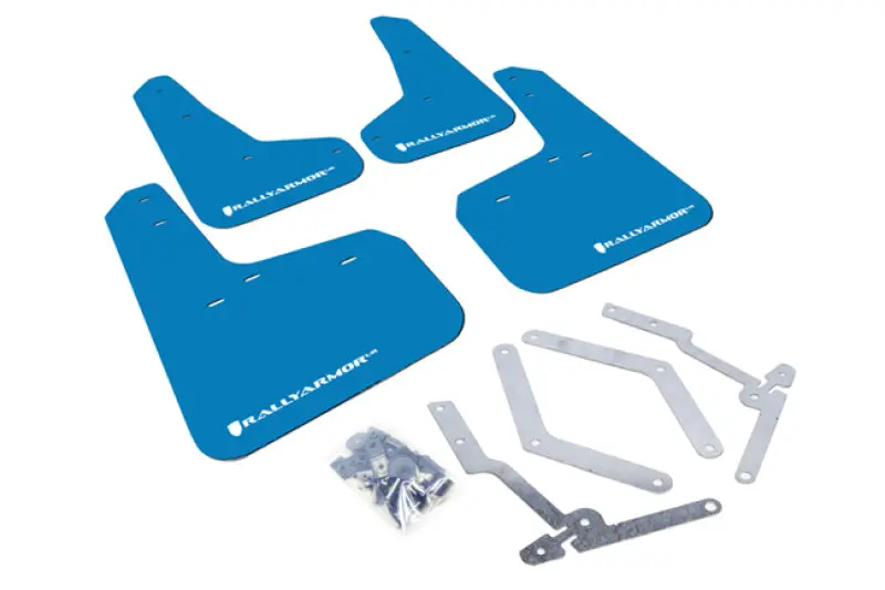 Rally Armor 12-19 Ford Focus St / 16-19 Rs Nitrous Blue Ur Mud Flap W/White Logo 1