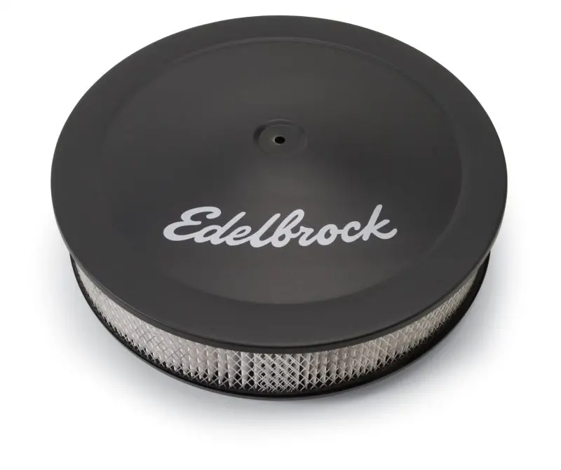 Edelbrock Air Cleaner Pro-Flo Series Round Steel Top Paper Element 14In Dia X 3 75In Dropped Base 1