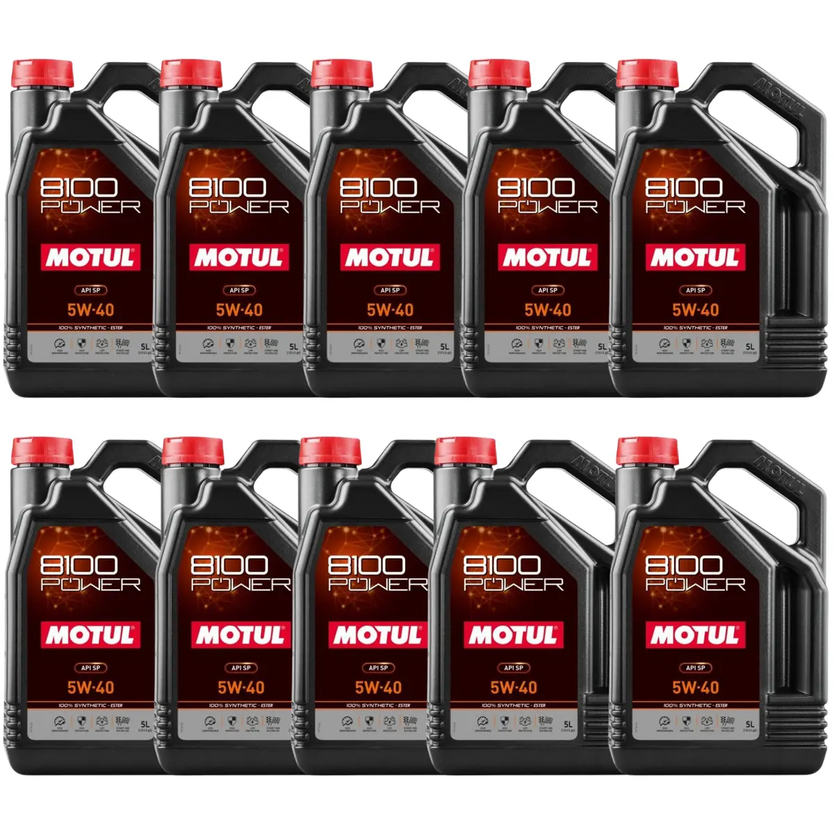 Motul 8100 Power 5W-40 Full Synthetic (Ester) Motor Oil – 5 Liter (111809 / Mot-111809) - 10 Pack 1
