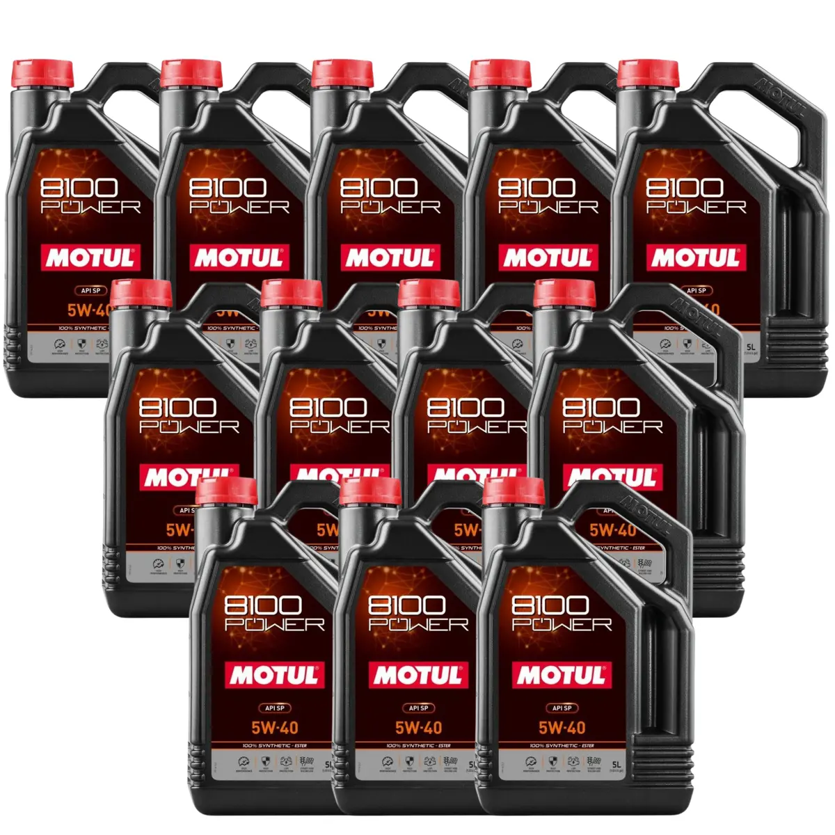 Motul 8100 Power 5W-40 Full Synthetic (Ester) Motor Oil – 5 Liter (111809 / Mot-111809) - 12 Pack 1