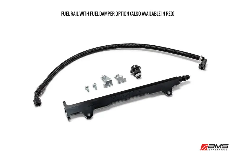 Ams Performance 08-15 Mitsubishi Evo X Cnc Machined Aluminum Fuel Rail W/Pulsation Dampener - Red 1