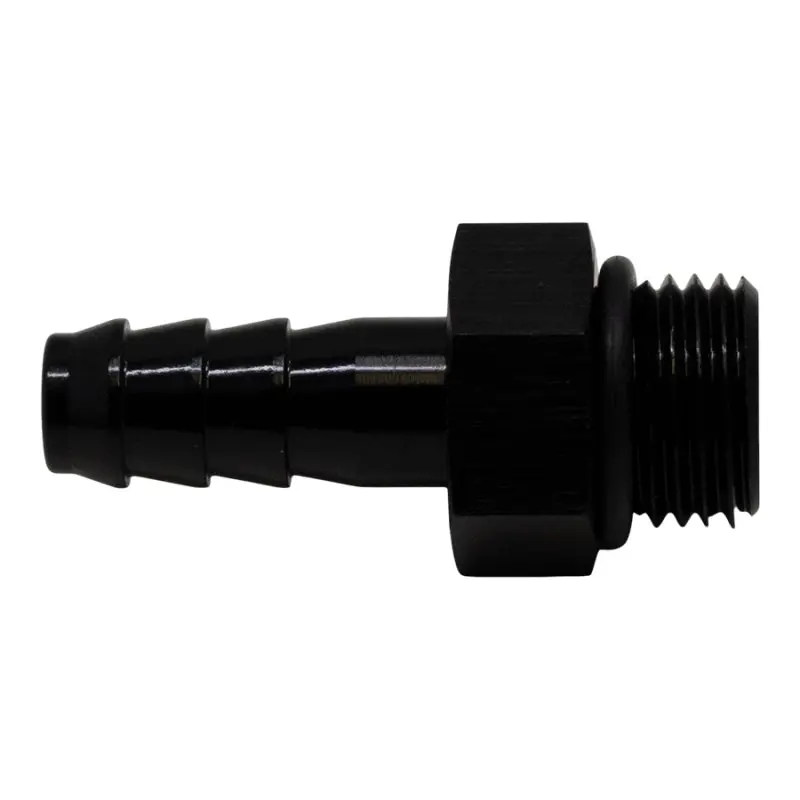 Deatschwerks 6An Orb Male To 5/16In Male Triple Barb Fitting (Incl O-Ring) - Anodized Matte Black 1
