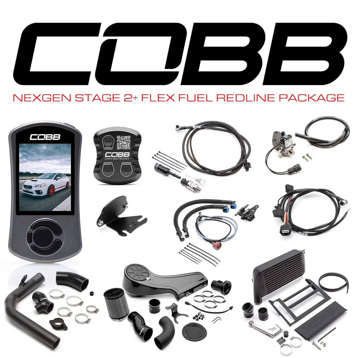Cobb Subaru Nexgen Stage 2 + Can Flex Fuel Redline Carbon Fiber Power Package Wrx 6Mt 2015-2017 (Black) 1