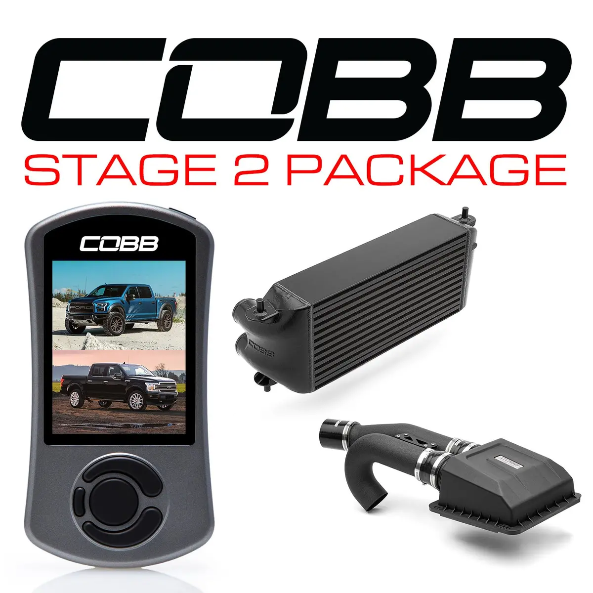 Cobb Ford Stage 2 Power Package Black (Factory Location Intercooler) With Tcm F-150 Ecoboost Raptor / Limited 1