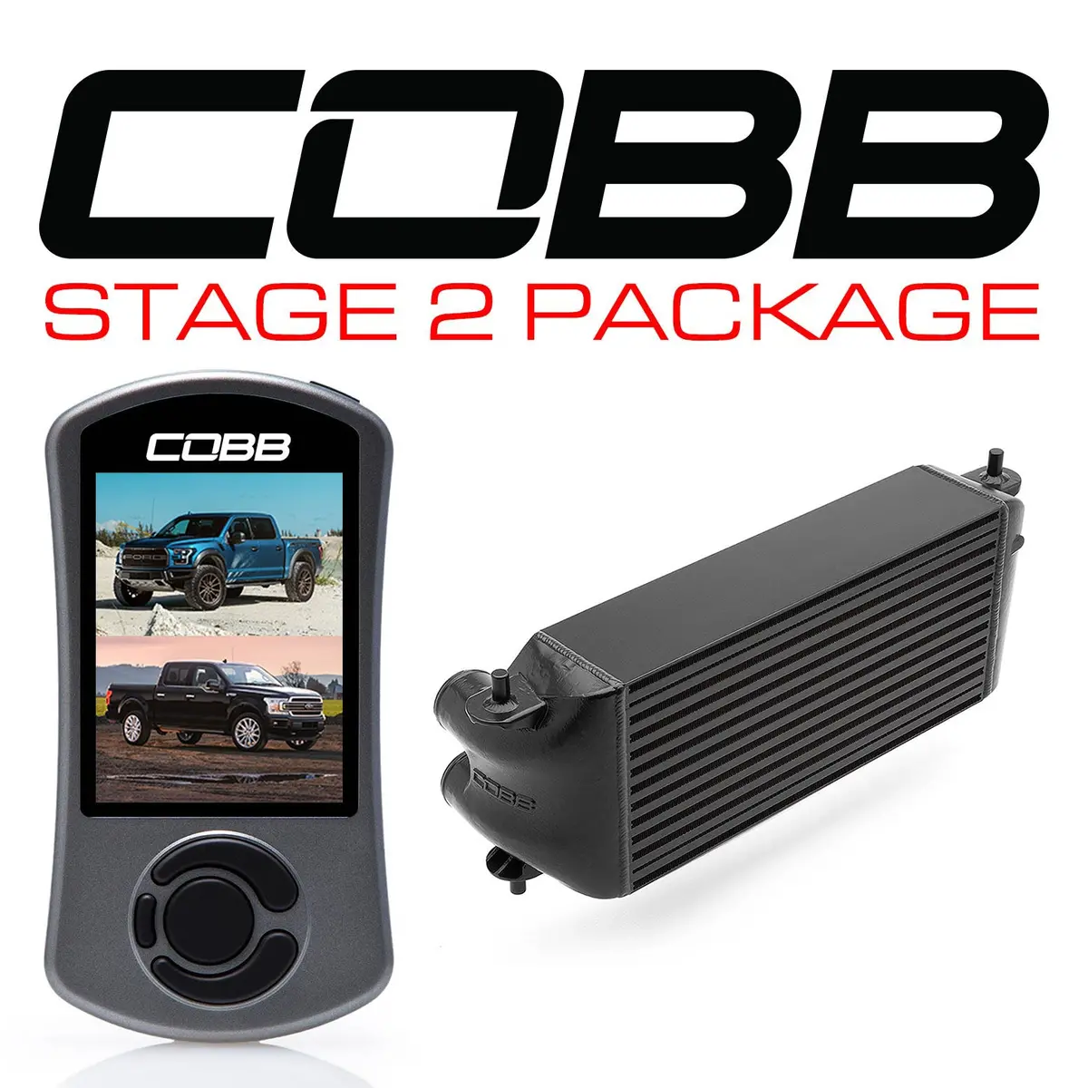 Cobb Ford Stage 2 Power Package Black (Factory Location Intercooler, No Intake) With Tcm F-150 Ecoboost Raptor / Limited 1