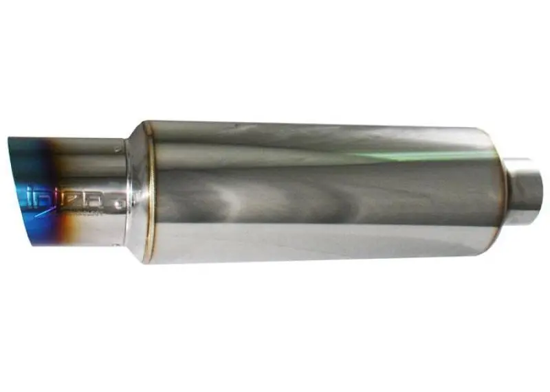 Injen 2 3/8 Universal Muffler W/Titanium Burnt Rolled Tip And Stainless Steel Resonated Inner Wall 1