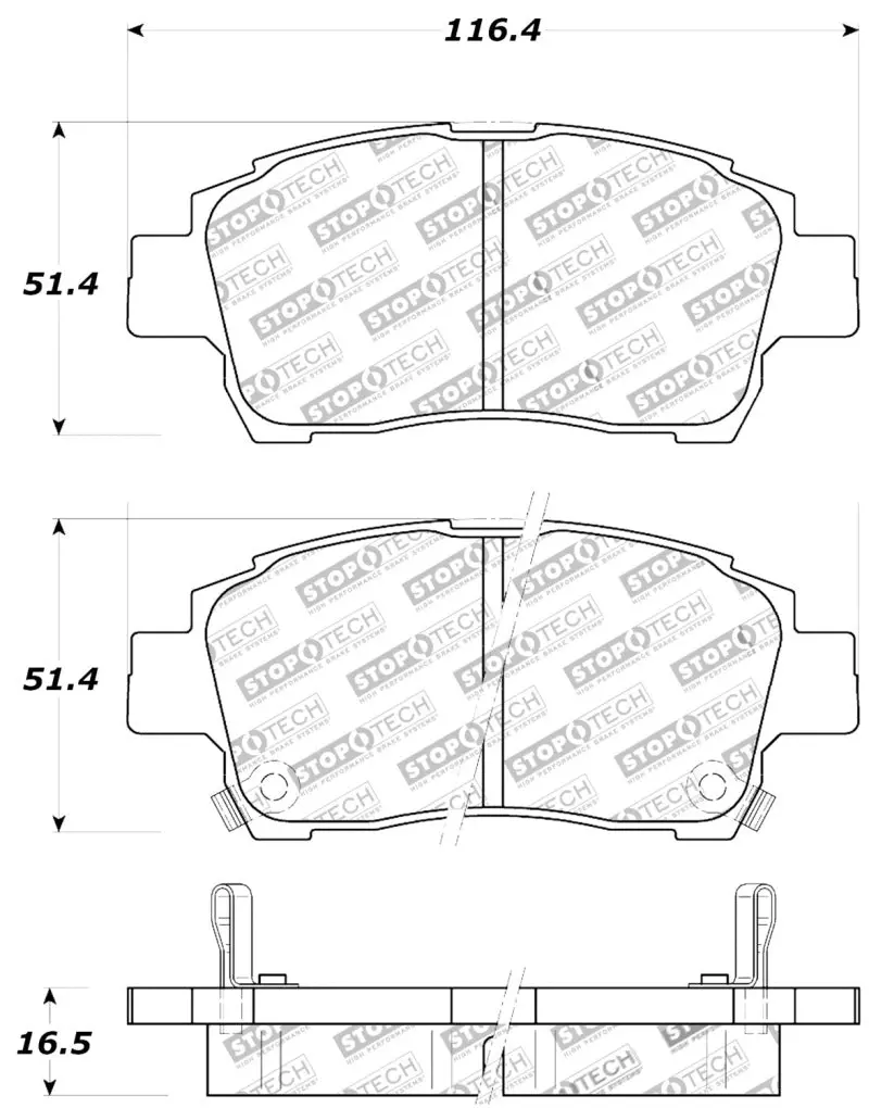 Stoptech Performance 00-05 Celica Gt-S Rear Brake Pads 2
