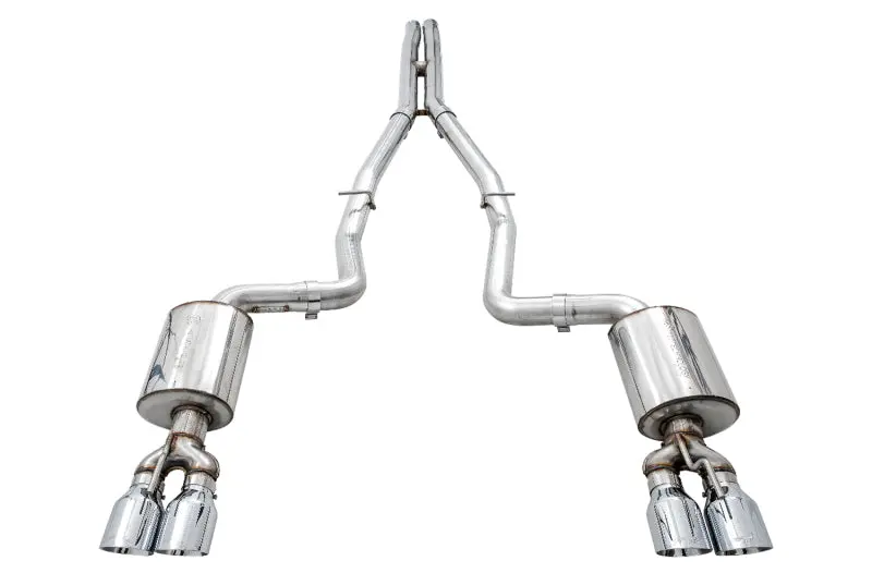 Awe Tuning 2017+ Challenger 5.7L Touring Edition Exhaust - Non-Resonated - Chrome Silver Quad Tips 1