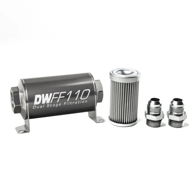 Deatschwerks Stainless Steel 10An 10 Micron Universal Inline Fuel Filter Housing Kit (110Mm) 1