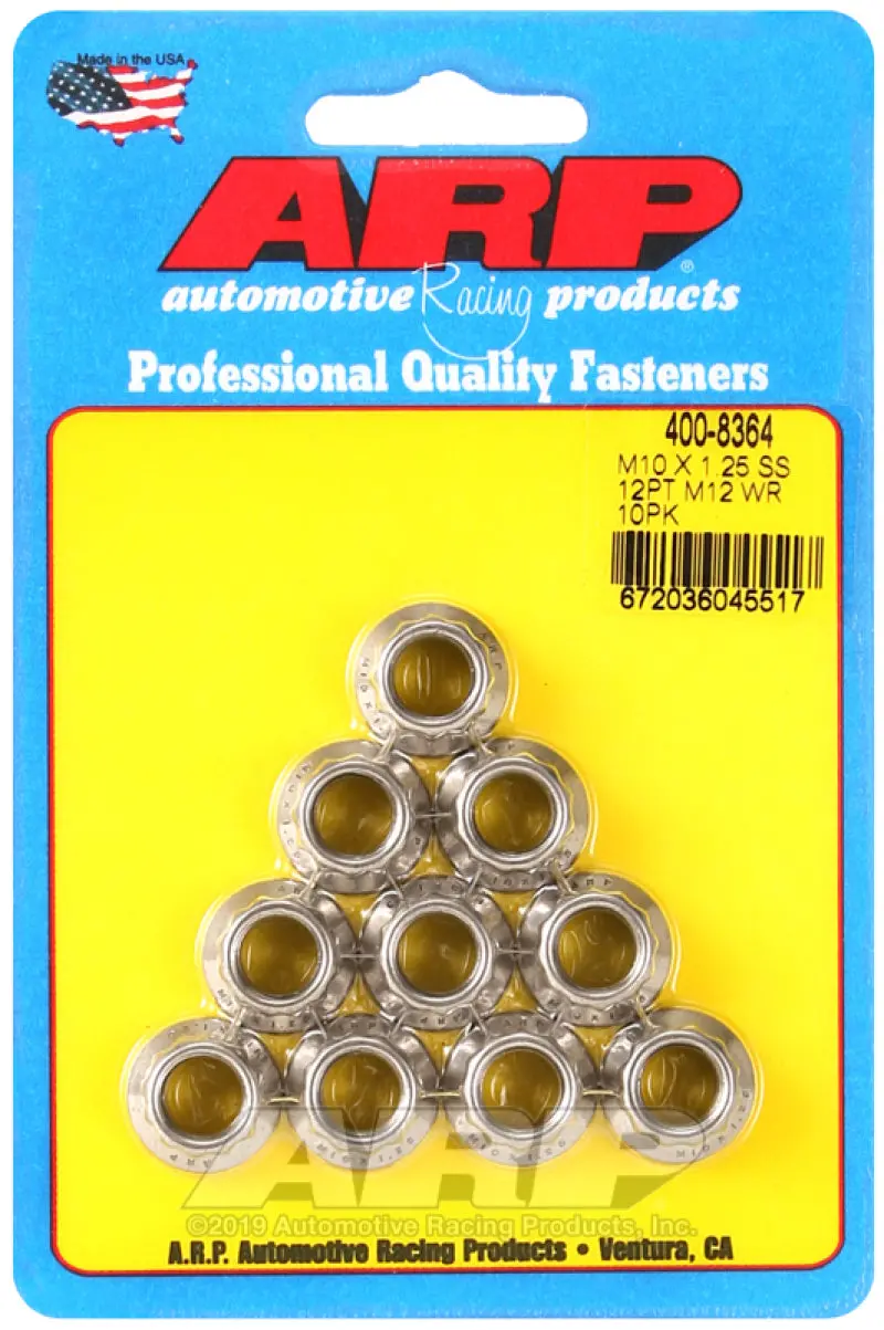 Arp M10 X 1.25 Ss 12Pt Nut Kit (10/Pkg) 1