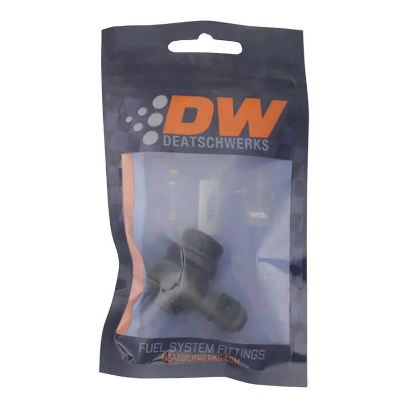 Deatschwerks 8An Orb Male To 6An Male Flare Low Profile 90-Degree Swivel - Anodized Matte Black 2
