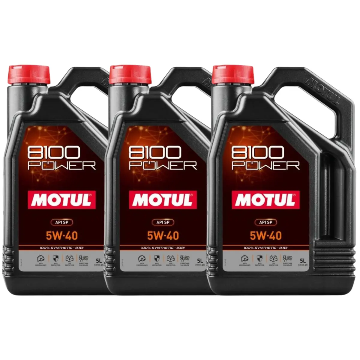 Motul 8100 Power 5W-40 Full Synthetic (Ester) Motor Oil – 5 Liter (111809 / Mot-111809) - 3 Pack 1