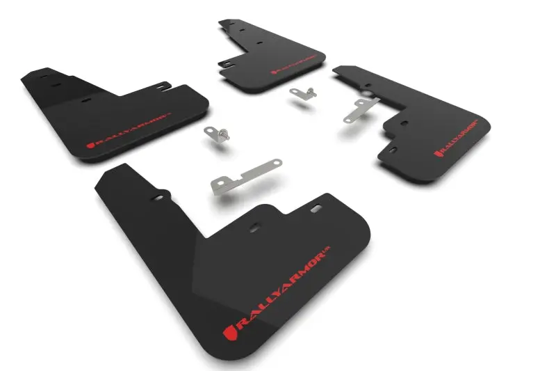 Rally Armor 21-25 Ford Mustang Mach-E/Gt/Rally Black Ur Mud Flap W/Red Logo 1