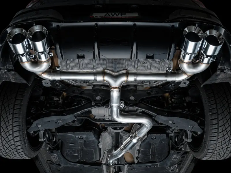 Awe Mk8 Volkswagen Golf R 3In Track Edition Quad Exhaust - Chrome Silver Tips 2