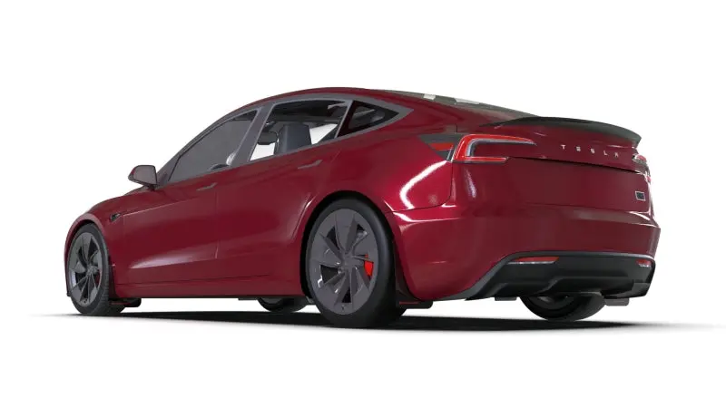 Rally Armor 24-26 Tesla Model 3 Highland Black Ur Mud Flap Metallic Black Logo 1