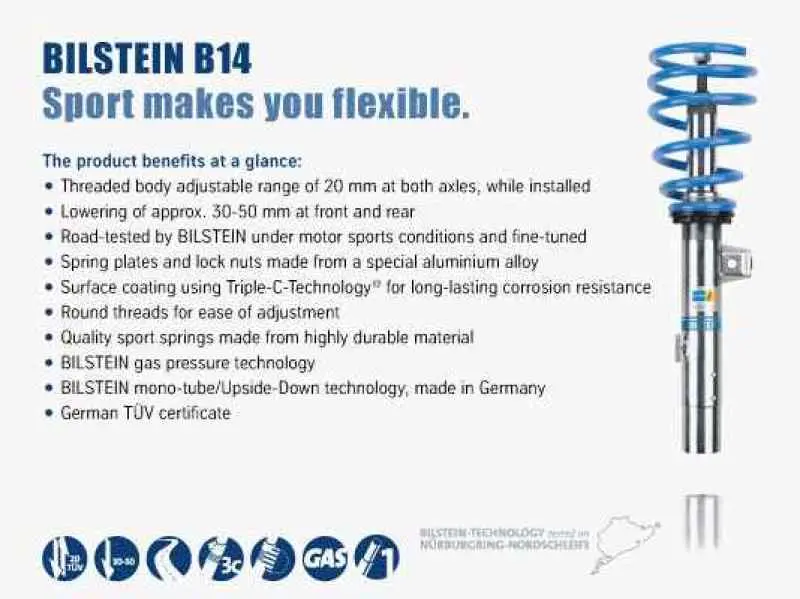Bilstein B14 2005 Mini Cooper Base Convertible Front And Rear Suspension Kit 1