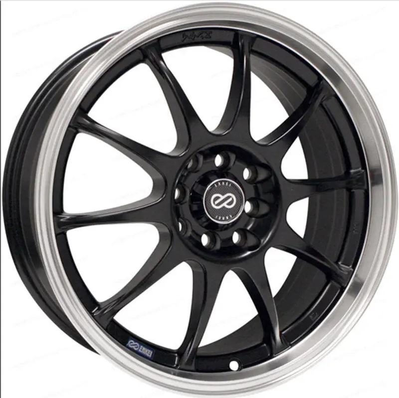Enkei J10 15X6.5 4X100/108 38Mm Offset 72.6Mm Bore Dia Matte Black W/ Machined Lip Wheel 1