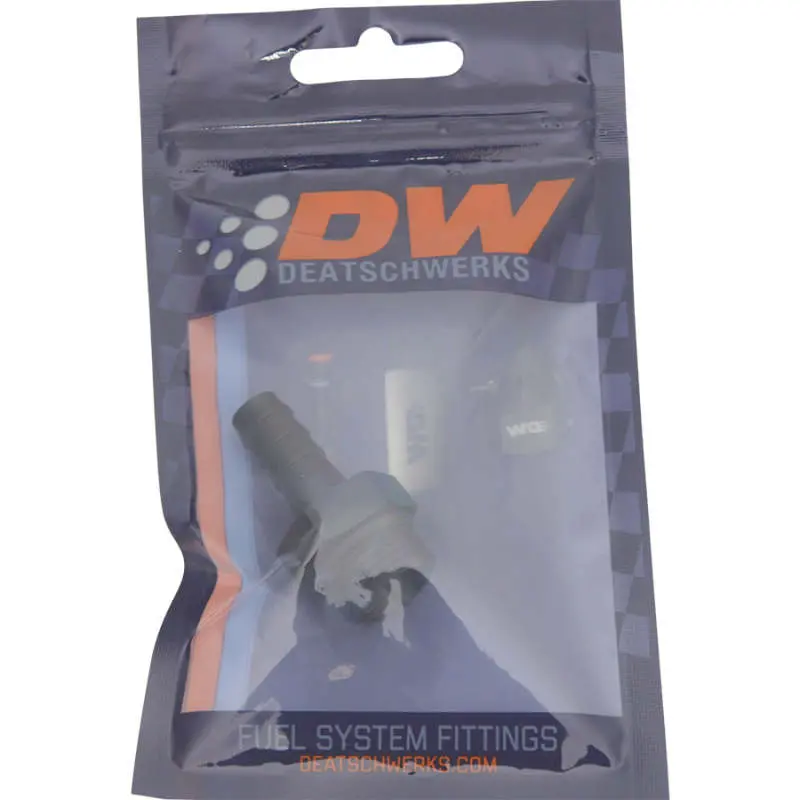 Deatschwerks 8An Orb Male To 3/8In Male Triple Barb Fitting (Incl O-Ring) - Anodized Matte Black 2
