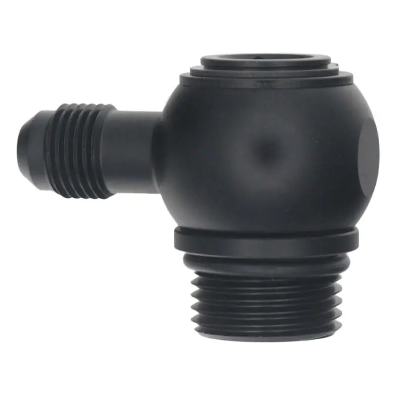 Deatschwerks 10An Orb Male To 6An Male Flare Low Profile 90-Degree Swivel - Anodized Matte Black 1