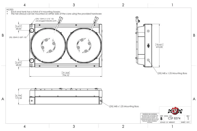 Csf Motorsport Radiator With Shroud - 14In Spal Brushless Fans - Harnesses 2