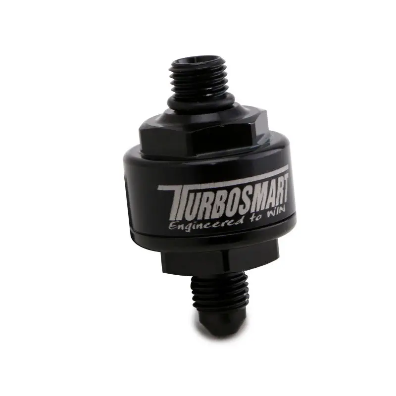 Turbosmart Billet Turbo Oil Feed Filter W/ 44 Micron Pleated Disc An-4 Male To An-4 Orb- Black 1