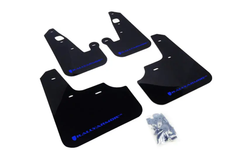 Rally Armor 07-17 Mitsubishi Lancer Black Ur Mud Flap W/ Blue Logo 1