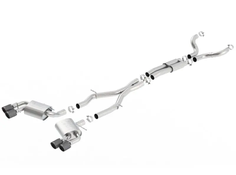 Borla 16-17 Chevy Camaro 6.2L 4In Dual Cf Tips W/Black Core Dual Split Exit Atak Catback Exhaust 1