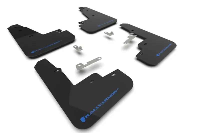 Rally Armor 21-25 Ford Mustang Mach-E/Gt/Rally Black Ur Mud Flap W/Light Blue Logo 1