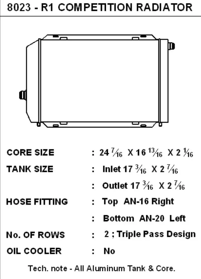 Csf Universal Triple Pass Dual Core Radiator W/An Fittings 1