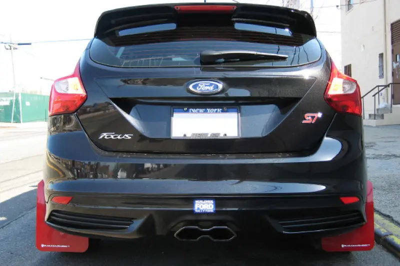 Rally Armor 12-19 Ford Focus St / 16-19 Rs Nitrous Blue Ur Mud Flap W/White Logo 2