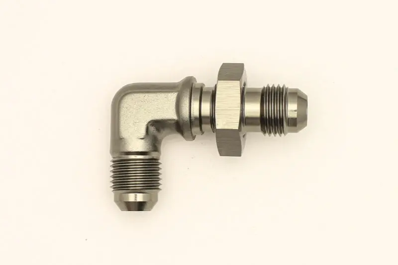 Deatschwerks 6An Male Flare To 6An Male Flare Bulkhead Adapter 90-Degree (Incl. Nut) 1