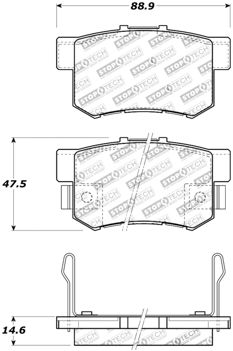 Stoptech Performance 08-10 Honda Accord Ex/Ex-L Coupe / 08-10 Lx/Lx-P/Lx+ Sedan Rear Brake Pads 2