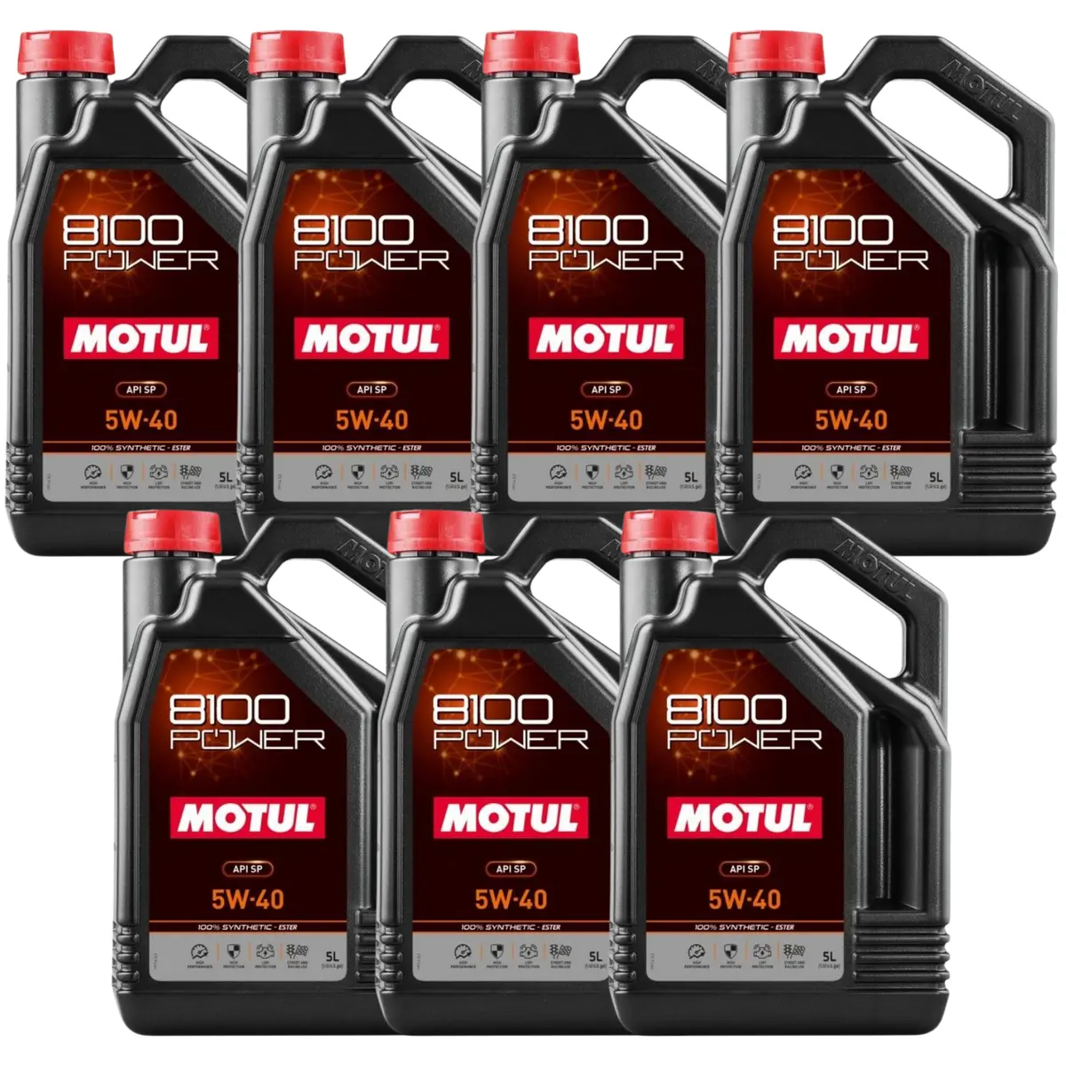 Motul 8100 Power 5W-40 Full Synthetic (Ester) Motor Oil – 5 Liter (111809 / Mot-111809) - 7 Pack 1