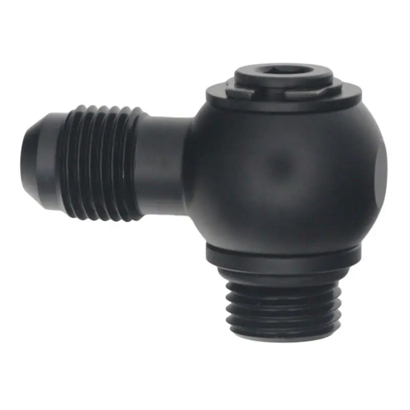 Deatschwerks 6An Orb Male To 6An Male Flare Low Profile 90-Degree Swivel - Anodized Matte Black 1
