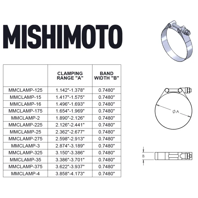 Mishimoto 2.5 Inch Stainless Steel T-Bolt Clamps - Gold 2