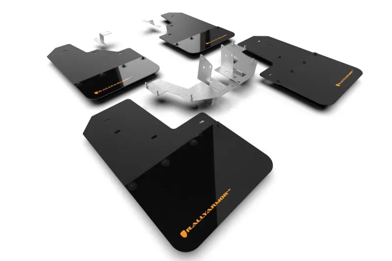 Rally Armor 21-25 Ford Bronco (Plstc Bmpr - No Rptr/Sprt - No Rr/Rb) Blk Mud Flap W/Cy Orange Logo 1