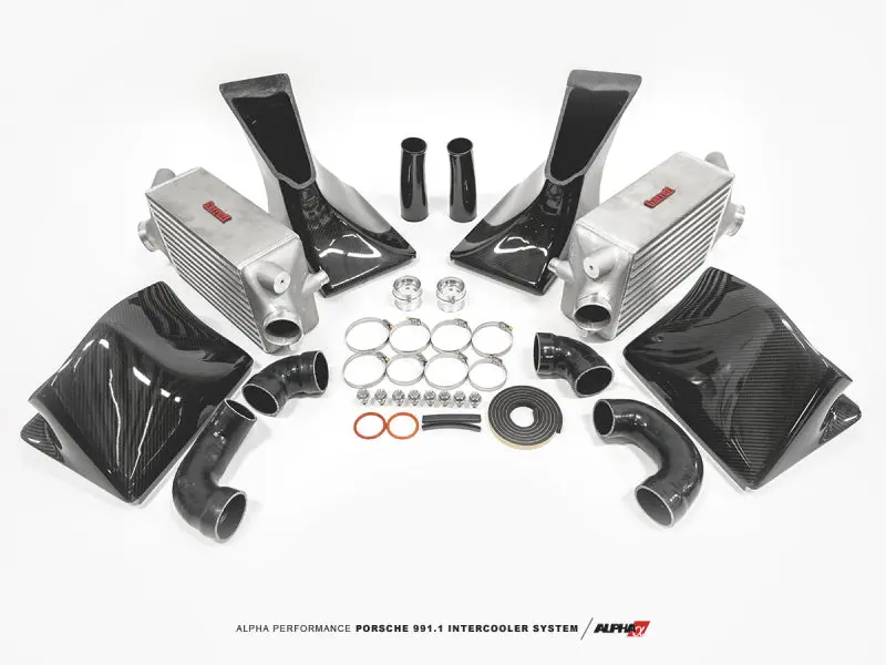 Ams Performance 13-15 Porsche 911 Turbo/Turbo S (991.1) Alpha Intercooler Kit W/Carbon Fiber Shrouds 1