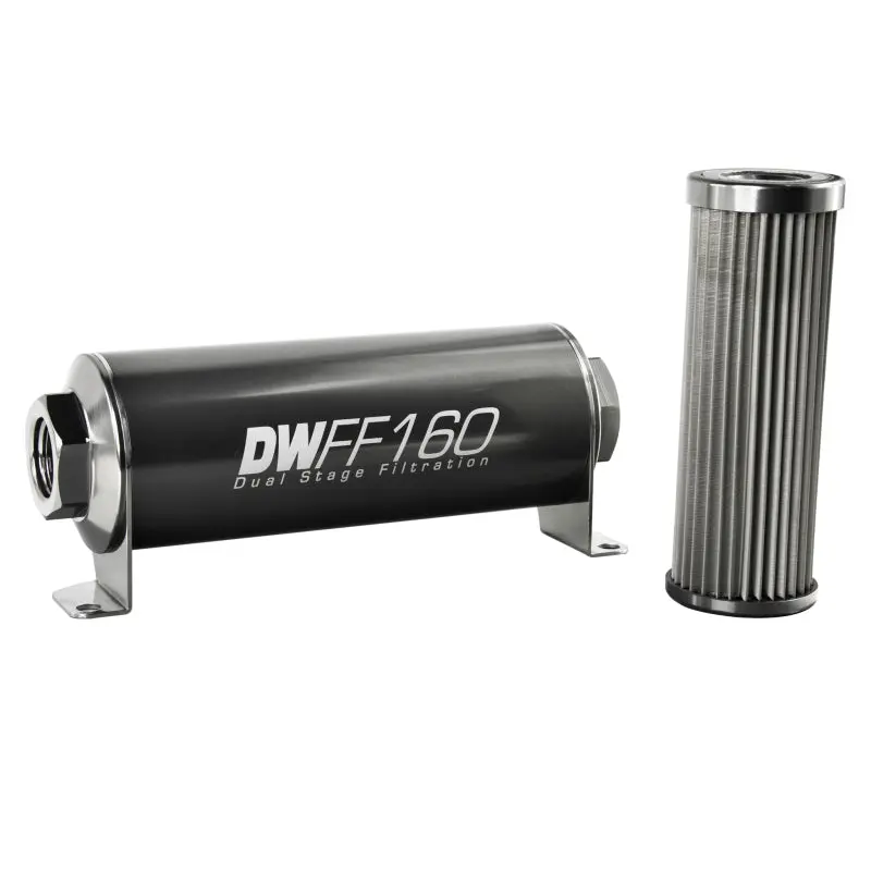 Deatschwerks Stainless Steel 10An 10 Micron Universal Inline Fuel Filter Housing Kit (160Mm) 1