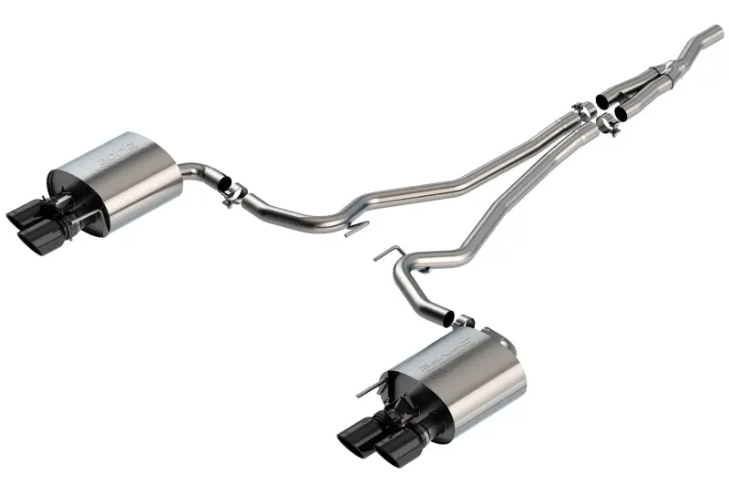 Borla 19-20 Ford Mustang Ecoboost 2.3L 2.25In S-Type Exhaust W/ Valves - Black Chrome Tips 1