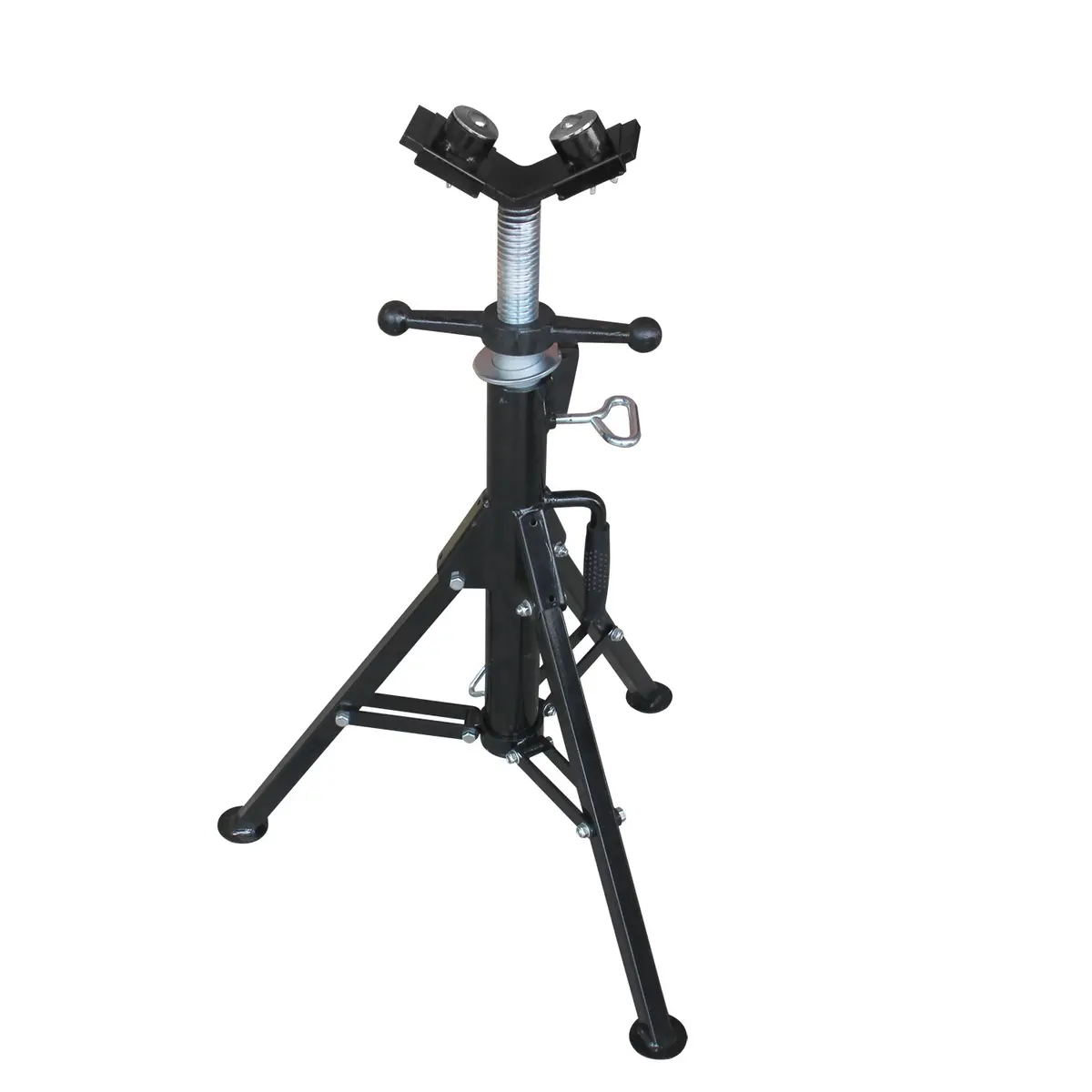 Welding Pipe Stand Apj-2 C/W V-Head Ball Transfer Support,  710-1300 Height Adjustable Foldable Pipe Jack 1
