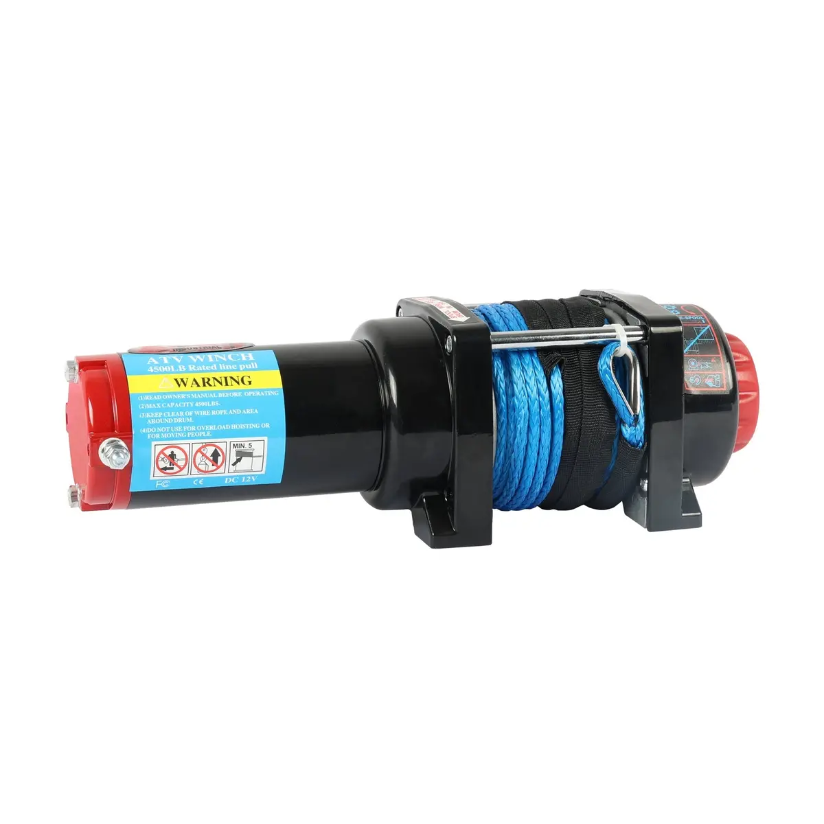 4Wd Recovery Electric Winch 4500Lb Capacity, Blue Synthetic Rope Atw-4500S Dc 12V Atv/Utv/Trailer Winches 1