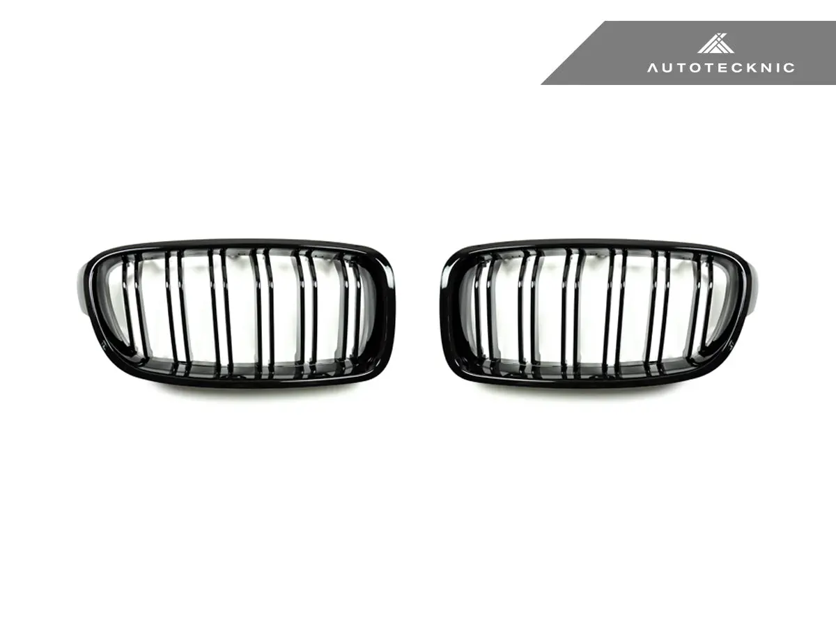 Autotecknic Dual-Slats Gloss Black Front Grille Set - F30 3-Series 1