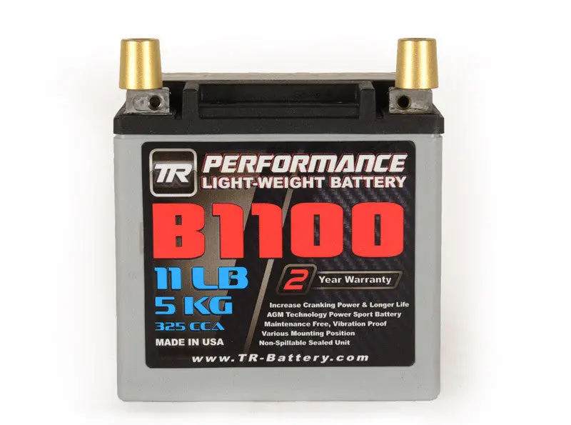 Tomioka Racing B1100 11Lbs Lightweight Battery Street Use, Track Use, Racing Use, Universal Fit With Battery Tender & Accessories (Optional) 1