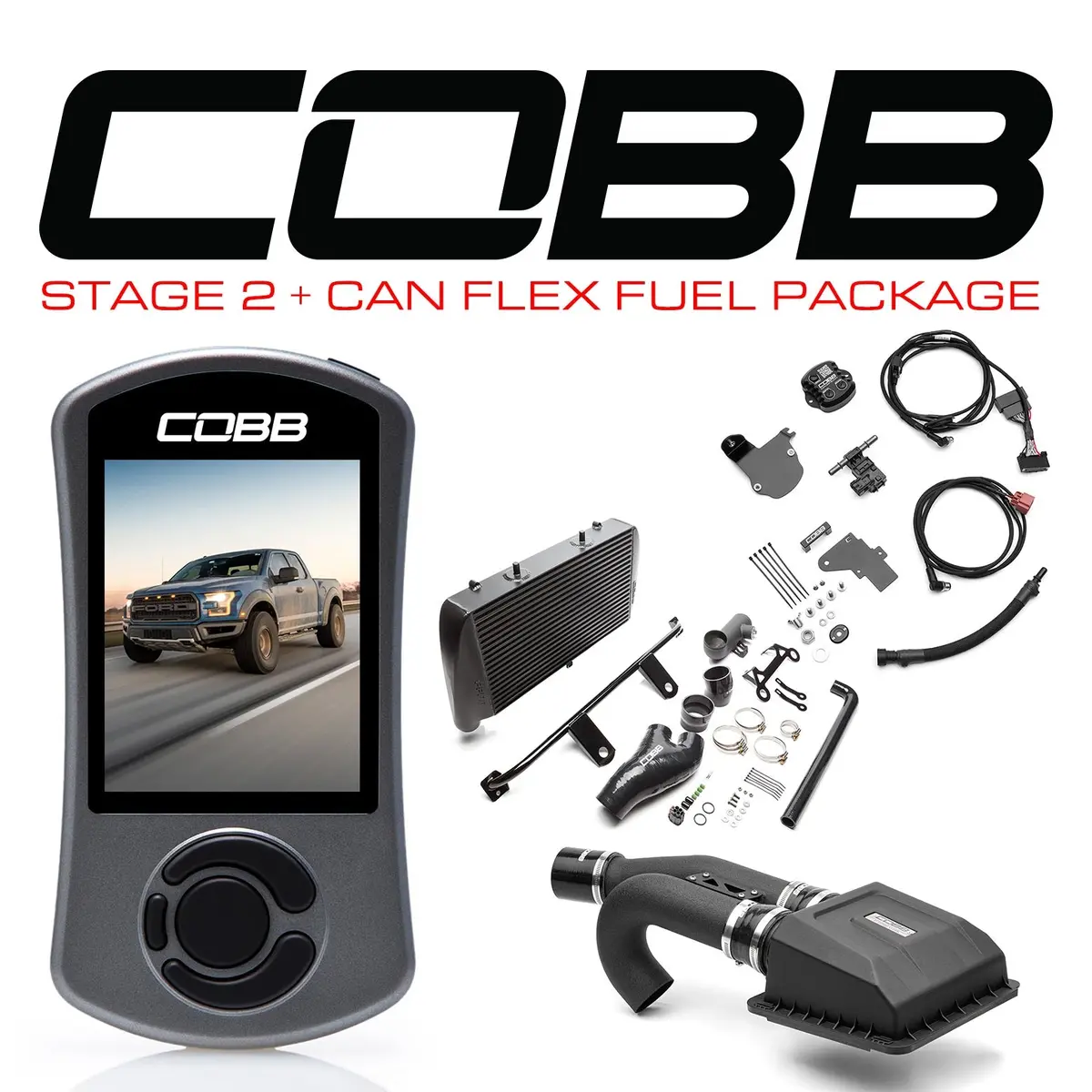 Cobb Ford Stage 2 + Can Flex Fuel Power Package Black With Tcm F-150 Ecoboost Raptor 1
