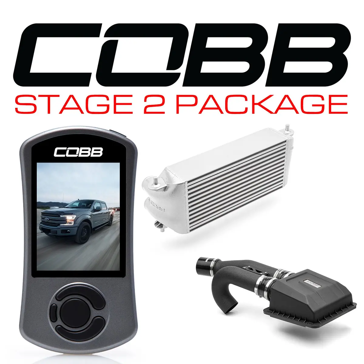 Cobb Ford Stage 2 Power Package Silver (Factory Location Intercooler) With Tcm F-150 Ecoboost 3.5L 2017-2019 1